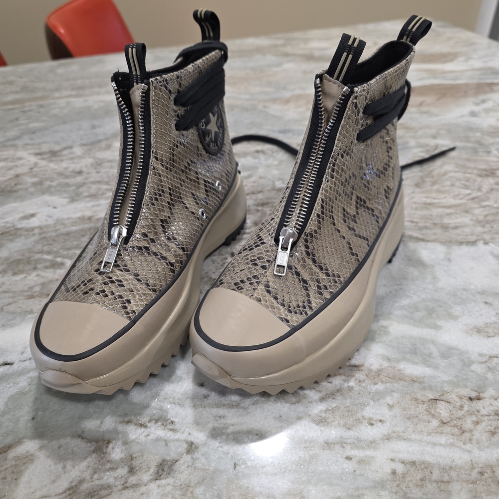 Converse Beige Snakeskin High-Top Sneakers
